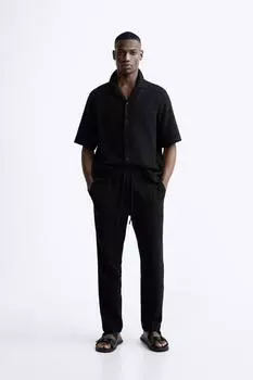 Рубашка из текстурированного жаккарда ZARA, черный