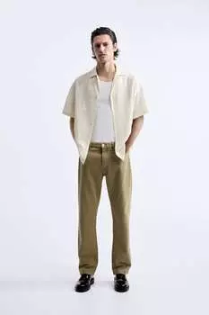 Рубашка из текстурированной крючком крючком ZARA, бежевый