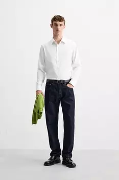 Рубашка из текстурированной твила ZARA, белый