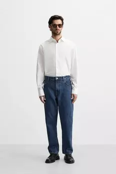 Рубашка из текстурированной твила ZARA, белый