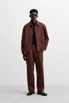 Рубашка из текстурированной твила ZARA, бордовый