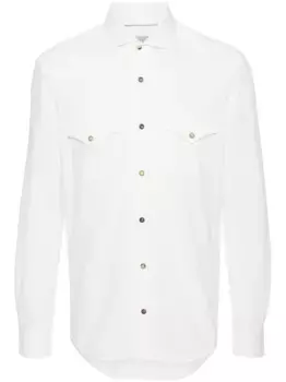 Рубашка из ткани пике Brunello Cucinelli, белый