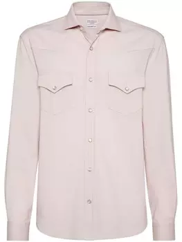Рубашка из ткани пике Brunello Cucinelli, розовый