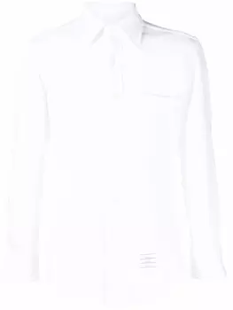 Рубашка из ткани пике с длинными рукавами Thom Browne, белый