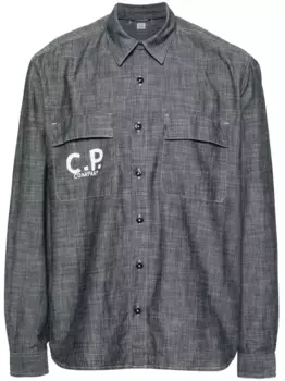 Рубашка из ткани шамбре с логотипом C.P. Company, серый