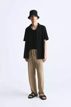 Рубашка из ткани в клетку ZARA, черный