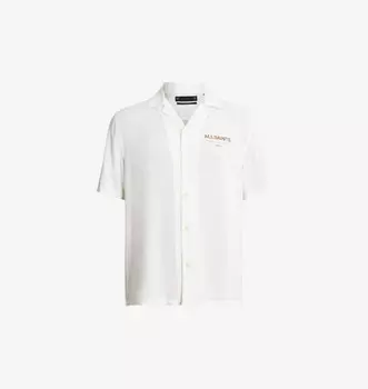 Рубашка из тканого материала с короткими рукавами и принтом логотипа Ouija Allsaints, белый