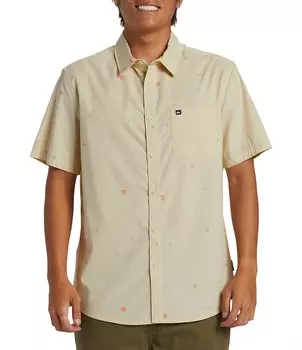 Рубашка из тканого поплина Quiksilver Mini Mo с короткими рукавами, бежевый