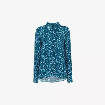 Рубашка из тканой ткани с длинными рукавами и леопардовым принтом пастельных тонов Whistles, бирюзовый