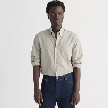 Рубашка из тонкого хлопкового поплина с секретной стиркой J.Crew, зеленый