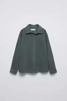 Рубашка из тонкого вельвета ZARA, сине-серый