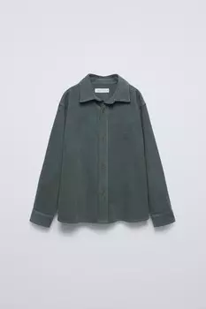 Рубашка из тонкого вельвета ZARA, сине-серый