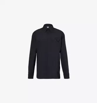 Рубашка из тонкой шерсти с заостренным воротником Bottega Veneta, синий