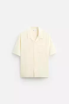 Рубашка из трактовой ткани ZARA, экрю
