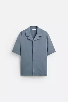 Рубашка из трактовой ткани ZARA, сине-серый
