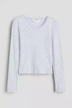 Рубашка из трикотажа пуантелле с кружевной отделкой H&M, серый