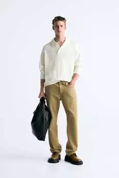 Рубашка из трикотажа Zara, экрю