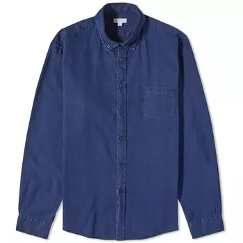 Рубашка из твила цвета индиго Sunspel, индиго