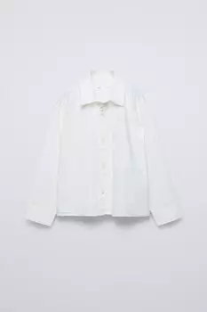 Рубашка из твила с наческом ZARA, экрю