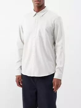 Рубашка из твила с начесом из смесового хлопка FRAME, бежевый