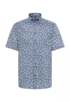 Рубашка из твила с принтом и короткими рукавами MODERN FIT ETERNA, зеленый