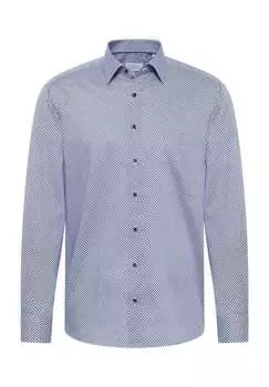 Рубашка из твила с принтом комфортный крой Eterna, синий