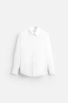 Рубашка из твила с текстурой ZARA, белый