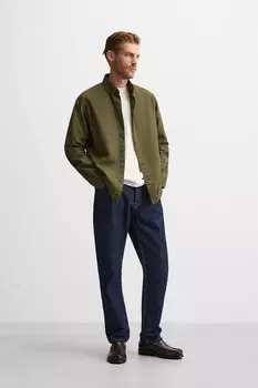 Рубашка из твила с текстурой ZARA, хаки