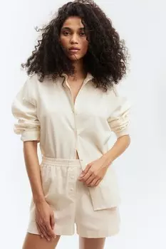 Рубашка из твила с твидовой структурой H&M, бежевый