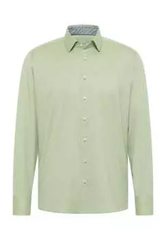 Рубашка из твила современный крой Eterna, зеленый
