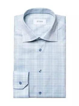 Рубашка из твила в клетку современного кроя Eton, зеленый