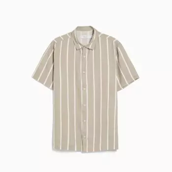 Рубашка из твила в полоску с короткими рукавами Bershka Short Sleeve Striped Twill, белый