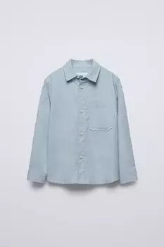Рубашка из твила ZARA, синий
