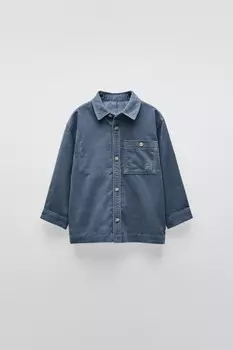 Рубашка из вельвета ZARA, синий