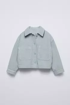 Рубашка из вельвета ZARA, средне-синий
