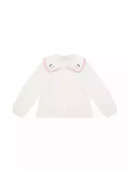 Рубашка из вискозы с вышивкой Monnalisa, белый