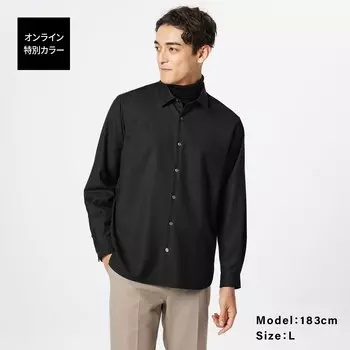 Рубашка из вискозы со стандартным воротником Мужская PLST, черный