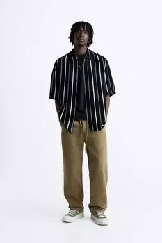 Рубашка из вискозы в полоску ZARA, черный