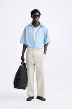 Рубашка из вискозы в полоску ZARA, голубое небо