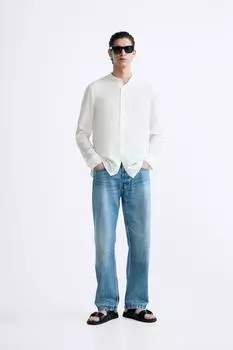 Рубашка из вискозы ZARA, экрю