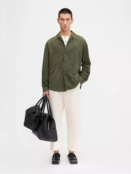 Рубашка из замши под крокодила JACQUEMUS The Croco leather shirt, хаки