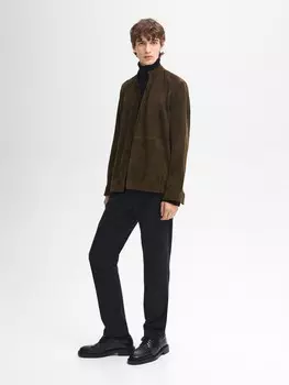 Рубашка из замши с воротником-стойкой Massimo Dutti, серый