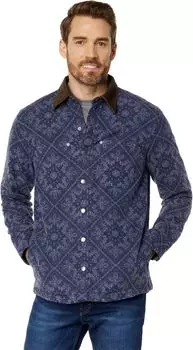 Рубашка из замши Signature 1933 с узором на подкладке, стандартная L.L.Bean, цвет Dark Indigo Bandana