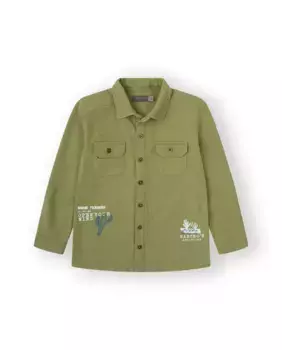 Рубашка из зеленого хлопка для мальчика с рисунком на спине Canada House, зеленый