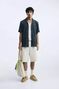 Рубашка из жаккарда с геометрическими рубашками ZARA, синий
