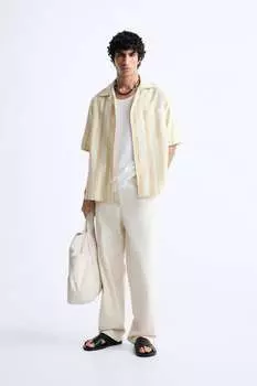 Рубашка из жаккарда в полоску Zara, желтый