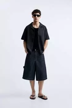 Рубашка из жаккарда ZARA, черный