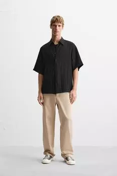 Рубашка из жаккарда ZARA, черный