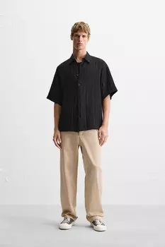 Рубашка из жаккарда ZARA, черный