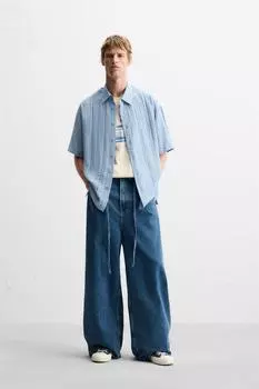 Рубашка из жаккарда ZARA, синий